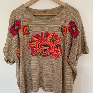 Free People Oversized Catalunya Embroidered Top